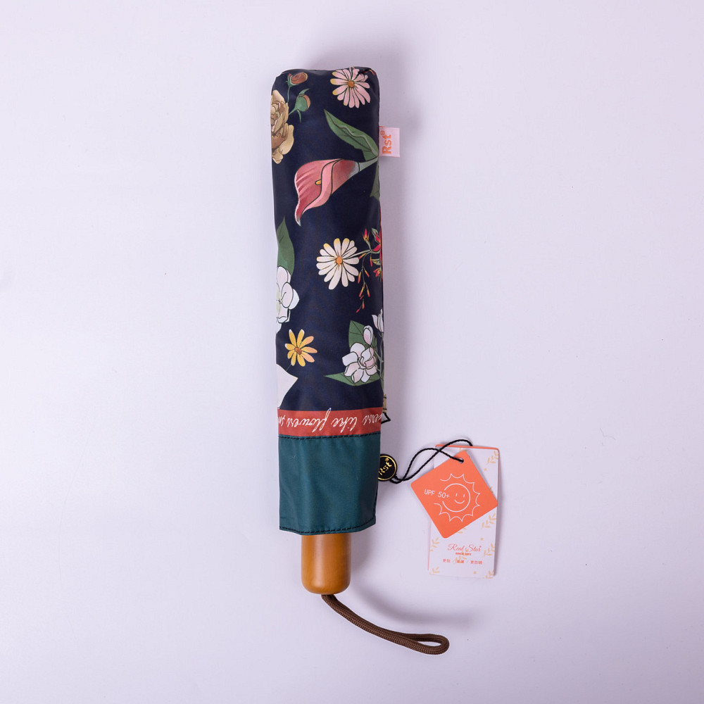 Парасолька механічна елегантна з принтом міцна надійна з поліестеру діаметр 99 см Чорний HP-23-15B Коломыя - изображение 3