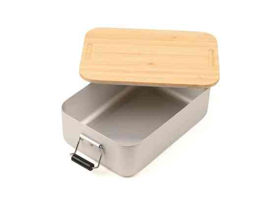 Ланч-бокс Troika с защелкой, алюминий и бамбуковая крышка Ровно