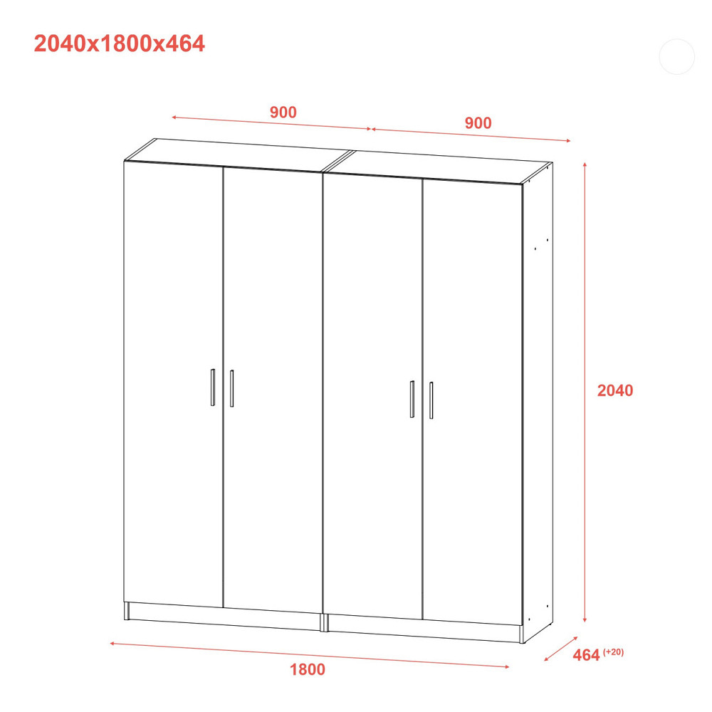 Шкаф для одежды Doros Промо Серый 2+2 ДСП 180х48х204 DRS-011630 (80737766) Львов - изображение 7