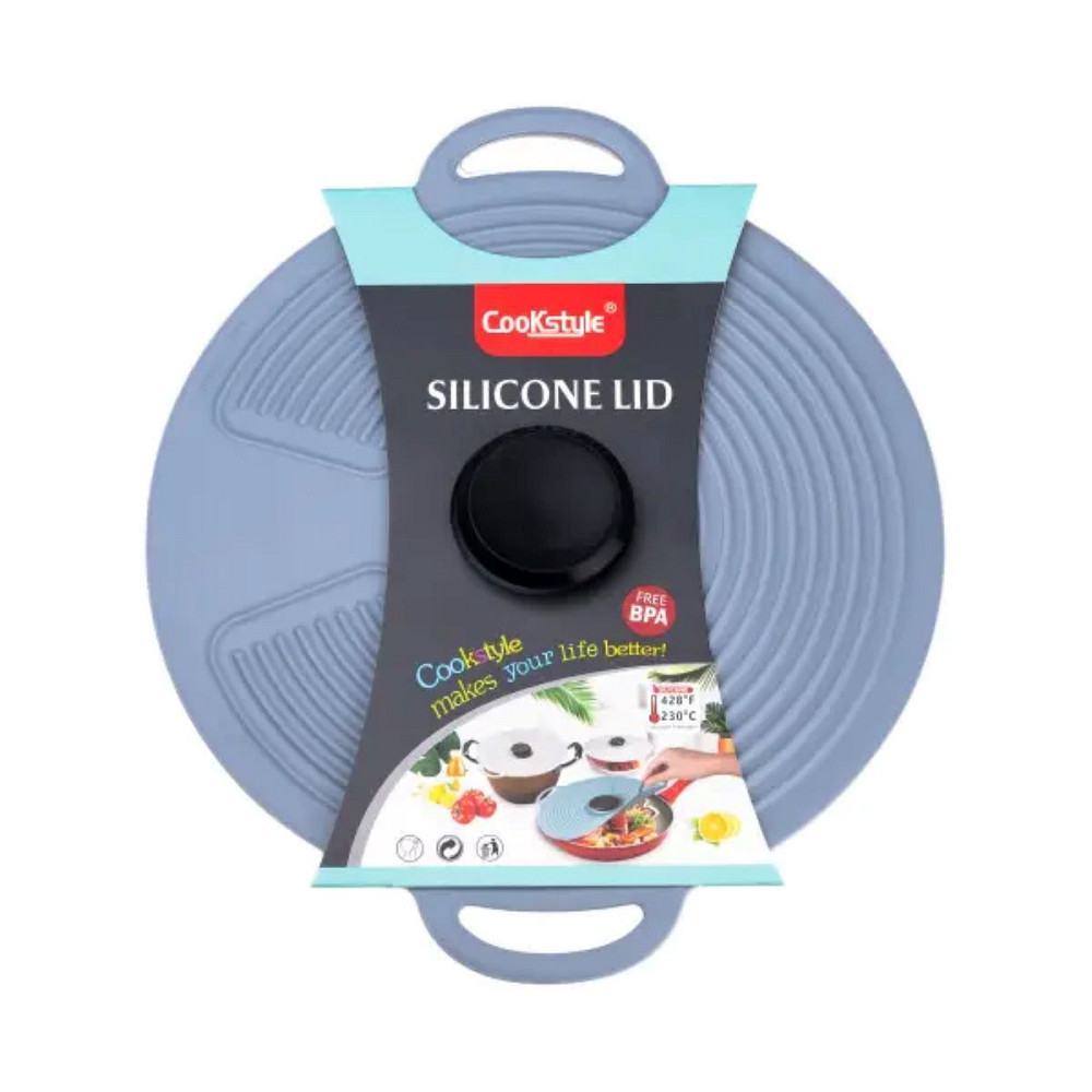 TS Kitchen Багаторазова силіконова кришка універсальна 24 х 20.4 см Сірий HP34540S Київ - фото 5