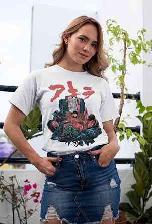 Футболка для хлопчика з аніме принтом Акіра Аніме Ретро Нео оверсайз (зріст від 165 до 180) Чорний AnimeJ0430m Дніпро