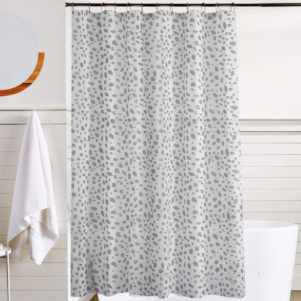 Шторка для ванной и душа 180x180 см,штора для ванной с крючками,прозрачно-белая с серебристым принтом Каменец-Подольский - изображение 1