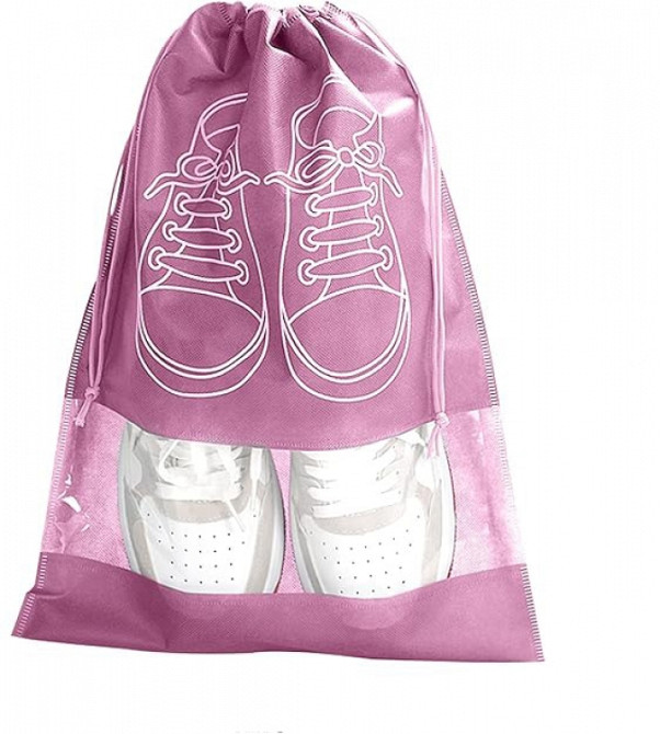 Сумка для обуви на завязках с окошком розовый 41х31см Винница - изображение 1