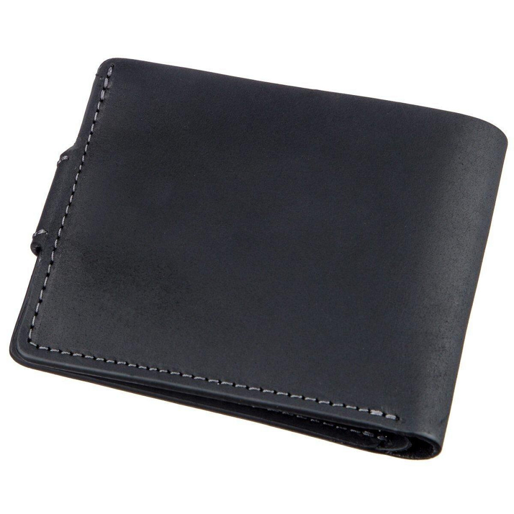 Тонкое кожаное портмоне унисекс GRANDE PELLE 11219 Черное Киев - изображение 2