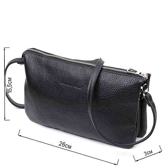 Зручний жіночий клатч із натуральної зернистої шкіри GRANDE PELLE 11697 Чорний Київ