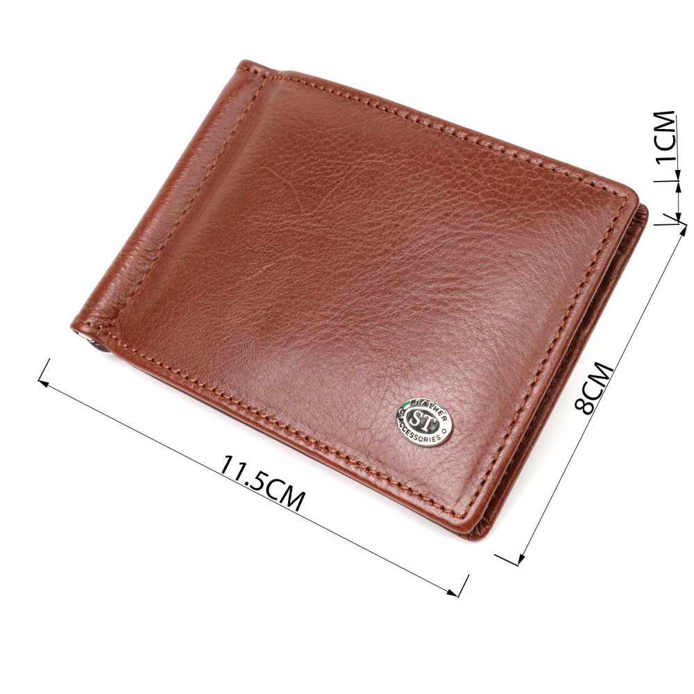 Удобный зажим для денег из натуральной гладкой кожи Коричневый (ST Leather) Киев - изображение 7