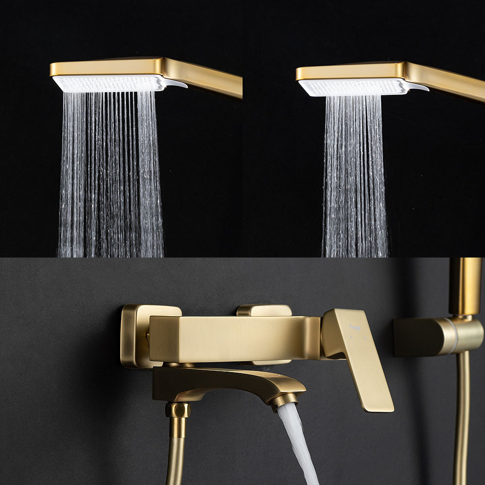 Змішувач для ванни FRAP F3276-3 з душовим гарнітуром, золотий сатин Київ - фото 7