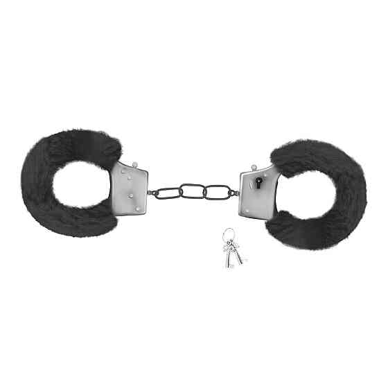 Наручники Love Cuffs Crushious металлические, с чёрным мехом Sex Aura Киев