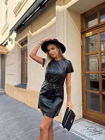 Жіноча стильна романтична міні сукня з еко шкіри Одеса