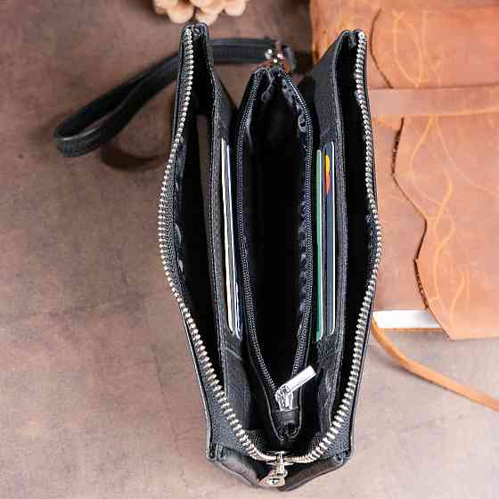 Вместительный клатч на два отделения женский ST Leather 19246 Черный Киев