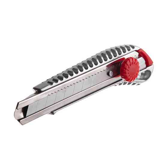 Ніж сегментний, 18 мм, металева напрямна, алюмінієвий корпус, гвинтова фіксація INTERTOOL HT-0507 Киев