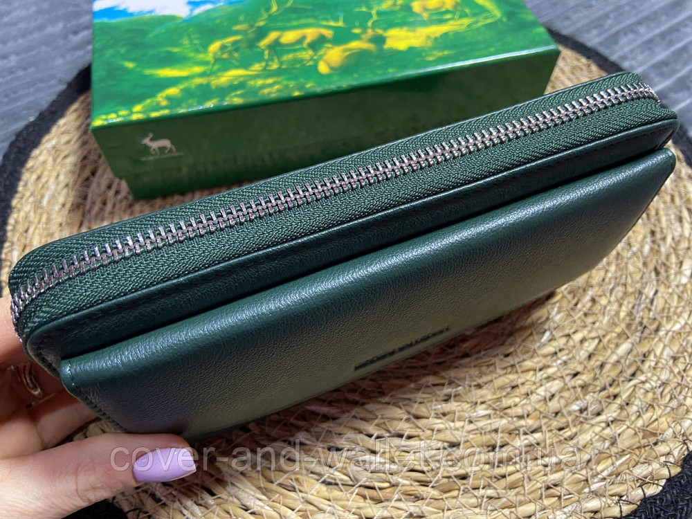 Зелений шкіряний жіночий гаманець клатч з ремінцем Marco Coverna MC 6054-7 Київ - фото 8