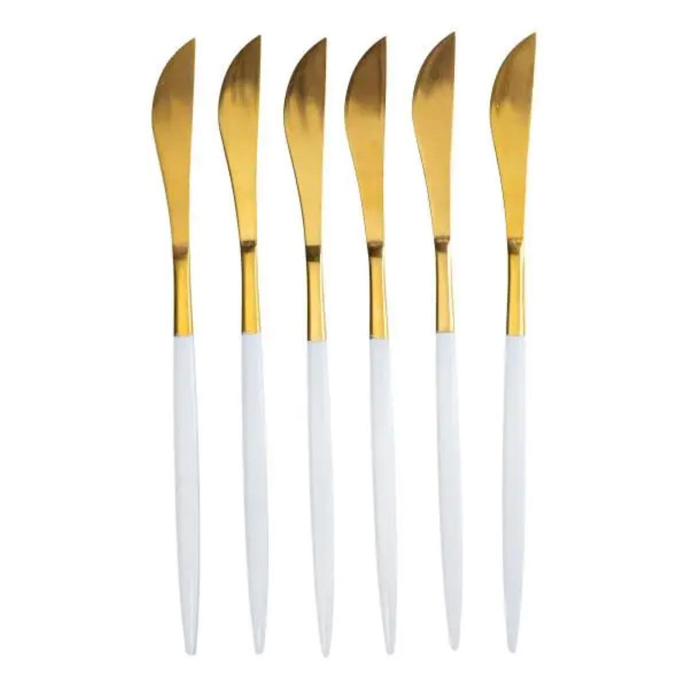 Набір столових ножів 6 штук ножі сервірувальні столові 22.5 см Білий із золотом HP-20-11 Коломия - фото 1