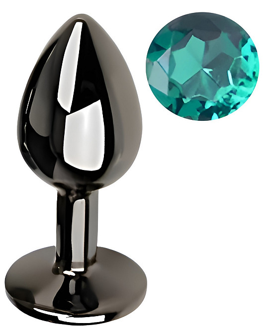 Анальна пробка з кристалом EGZO - Dark Gray Round Plug Marine, size S Sex Aura Київ - фото 2