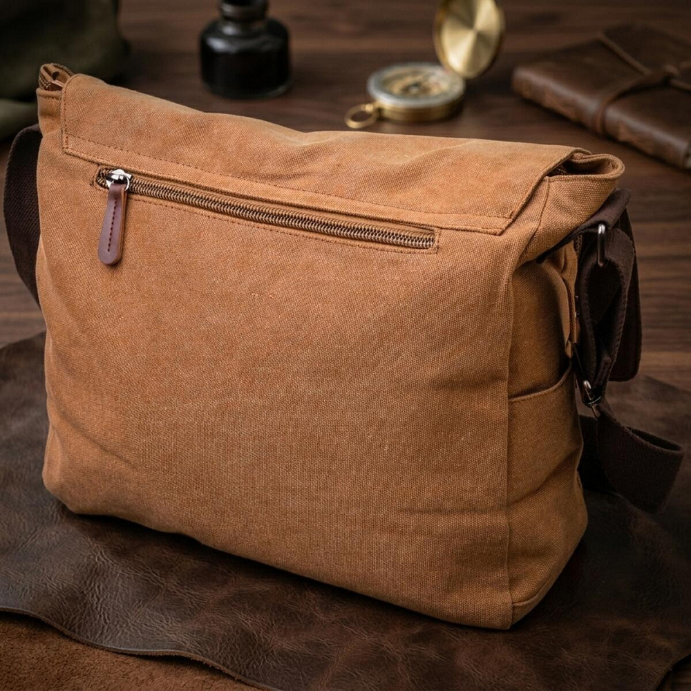 Велика сумка для ноутбука з клапаном із текстилю 21242 Vintage Коричнева Київ - фото 14