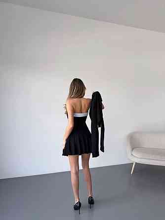 Женский стильный костюм тройка: пиджак, корсет и юбка вельвет Черный, 42/44 Одесса