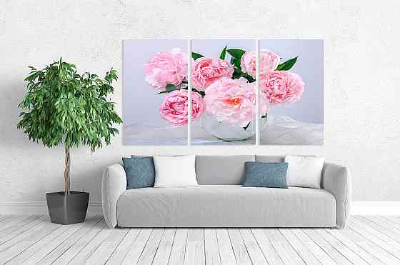 Модульная картина в гостиную / спальню   Піони  ART-221_3A 100х150 см Киев
