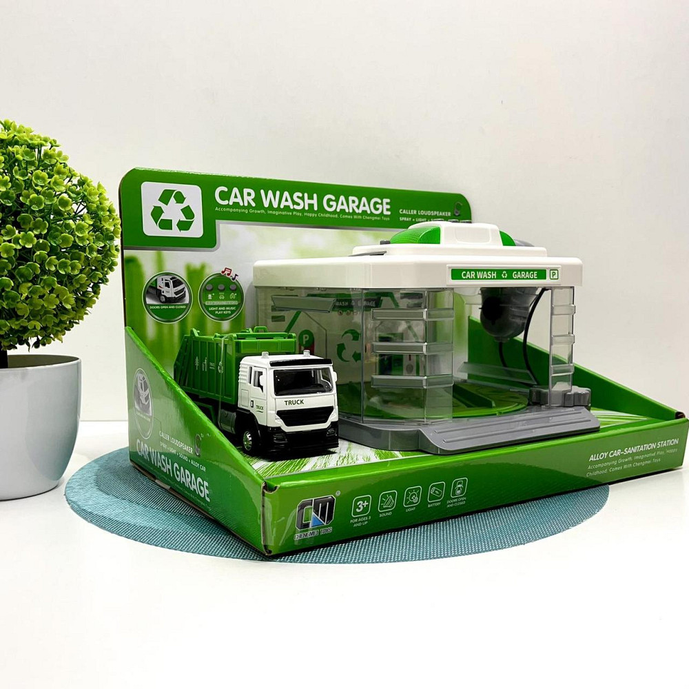 Набір автомийка металопластикова машинка підсвічування парогенератор звуки рухомі елементи мікрофон Зелений (CLM 887) Чернигов - изображение 1