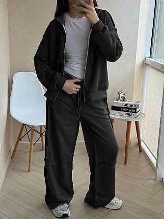 Женский оверсайз костюм двойка турецкая петля Черный Одесса