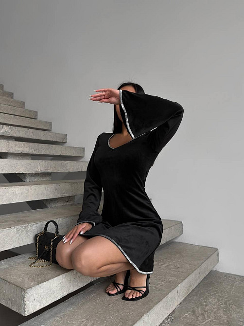 Стильное женское платье  с v-вырезом турецкий велюр Одесса - изображение 7