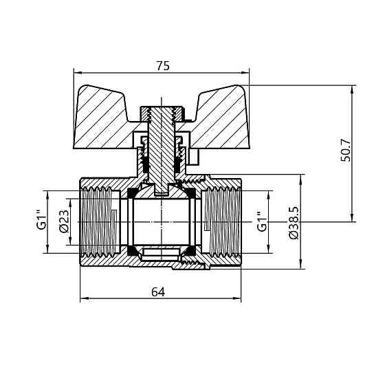 Кран кульовий Thermo Alliance Standart 1" ВР для газу (метелик) SD602NG25PN40 Київ
