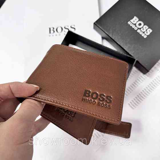 Чоловіче шкіряне портмоне на магниті Boss (82081) коричневий Київ
