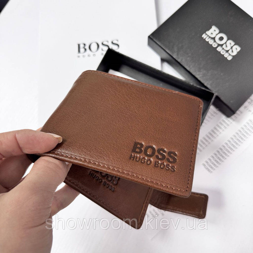 Мужское кожаное портмоне на магните Boss (82081) коричневый Киев - изображение 2