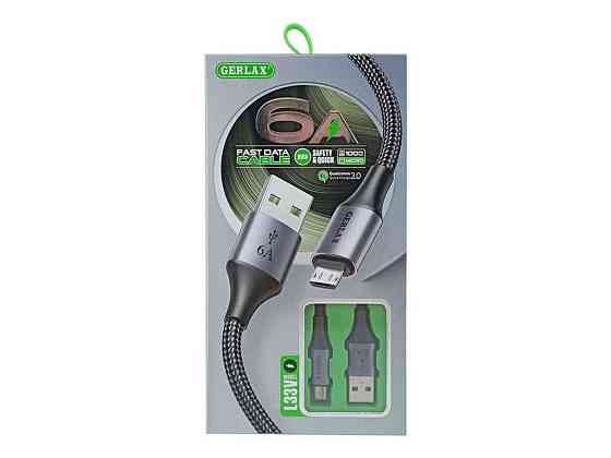 Кабель microUSB L33V тканинний 6A QC3.0 тканинний чорний 1м ТМ Gerlax Solmir Київ