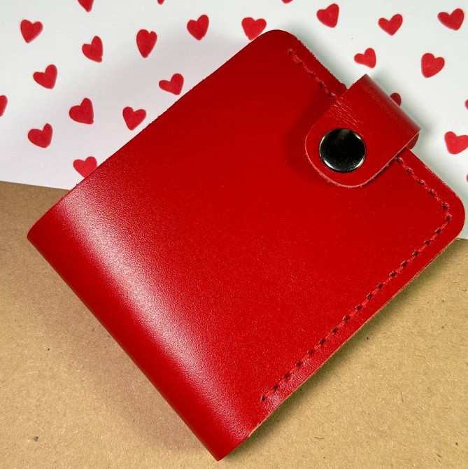 Гаманець шкіряний жіночий Червоний Біфолд маленький, стильний, модний, з відділеннями для карт та купюрMasterSem Київ - фото 3