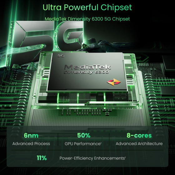 Смартфон realme 14x 5G 8/256GB Peridot Green - Экран 120 Гц, Dimensity 6300, Камера 50Мп с AI и защита IP64 Киев
