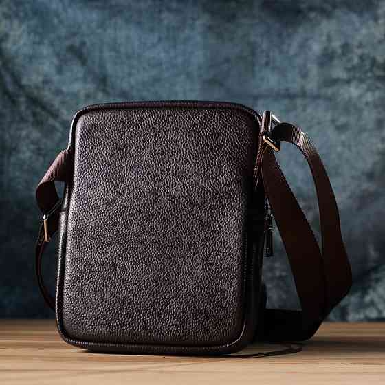 Мужская вертикальная сумка из натуральной кожи Vintage 22863 Коричневый Киев