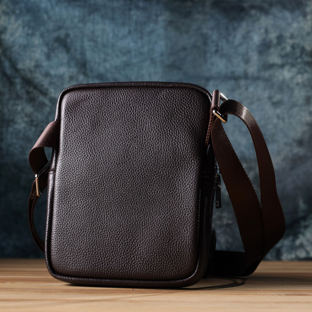 Чоловіча вертикальна сумка з натуральної шкіри Vintage 22863 Коричневий Київ - фото 2