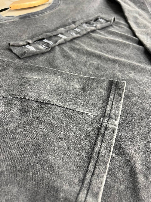 Футболка жіноча A-N 26029 оверсайз широка варена тай дай довгий рукав 3\4 з вишивкою попереду one size, сірий, one size Київ - фото 10