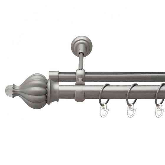 Карниз Orvit Таджа-Кристал металевий дворядний опозитний гладка \ профільна труба кільце металеве Сатин 25\19 мм 300 см (6452769) Львів