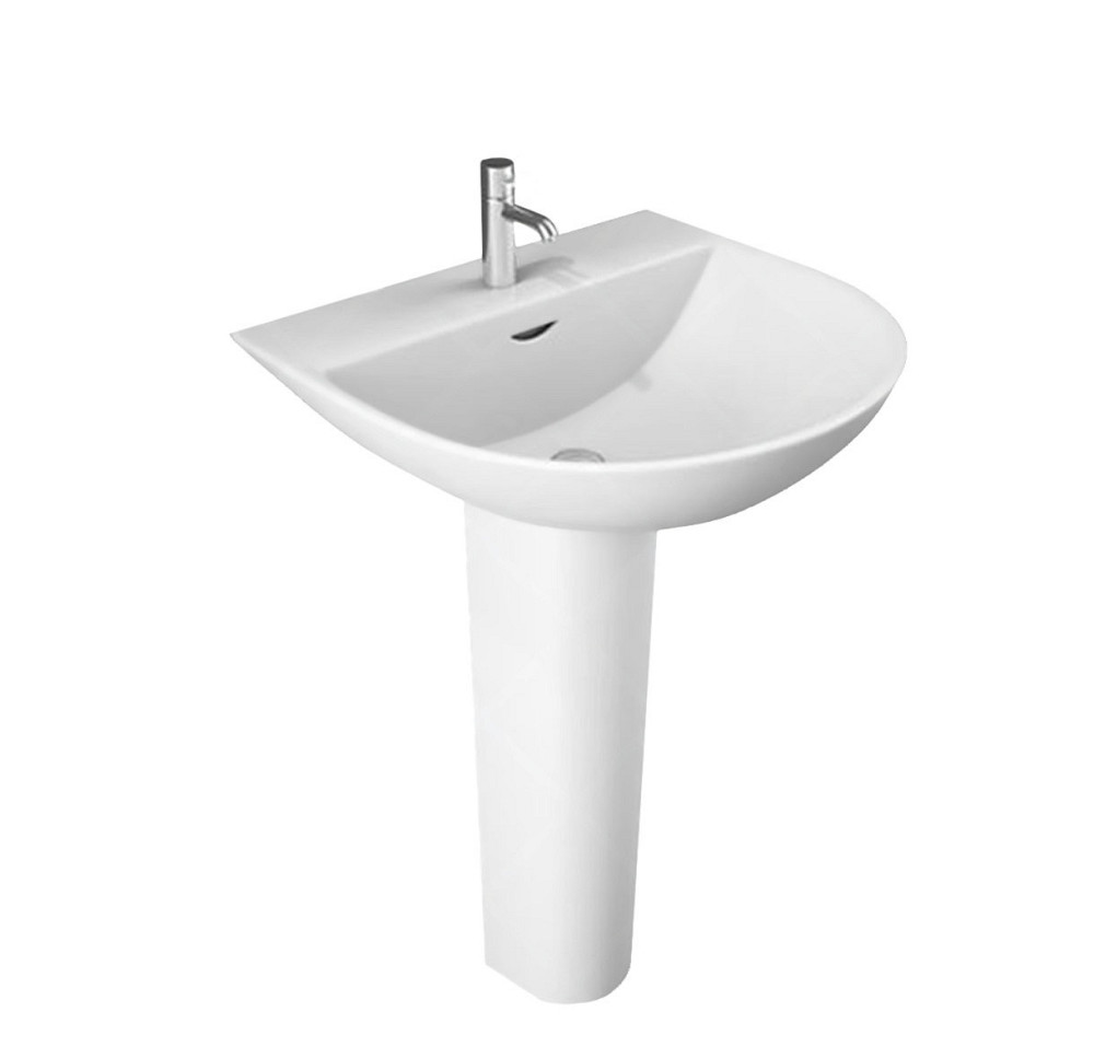 Раковина с ножкой RAK Ceramics Reserva 55x18.5x50.5см (RAK0026) Белый Киев - изображение 1