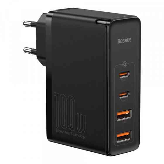 Зарядний пристрій 4xUSB 100W GaN (2xUSB-C+2xUSB-A) Чорний Baseus (CCGAN2P-L01) Київ
