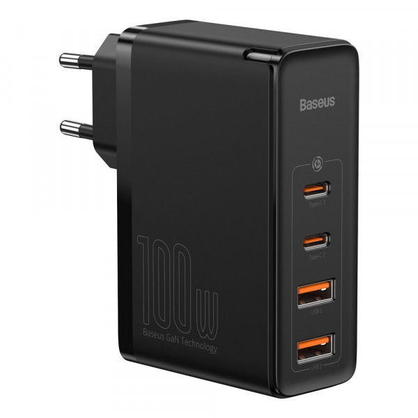 Зарядний пристрій 4xUSB 100W GaN (2xUSB-C+2xUSB-A) Чорний Baseus (CCGAN2P-L01) Київ - фото 1