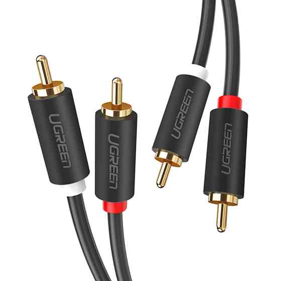 Межкомпонентный аудіо кабель Ugreen AV104 2RCA to 2RCA Audio Cable 30747 (Чорний, 1м) Николаев
