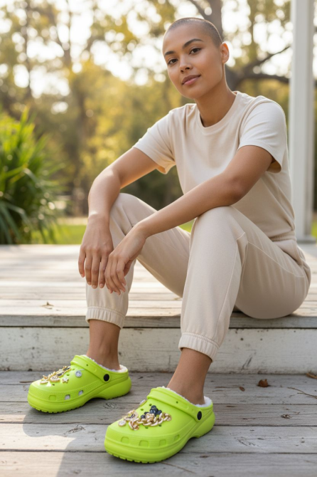 Крокси салатові теплі сабо з дірками на хутрі "Like Crocs" Одеса - фото 8