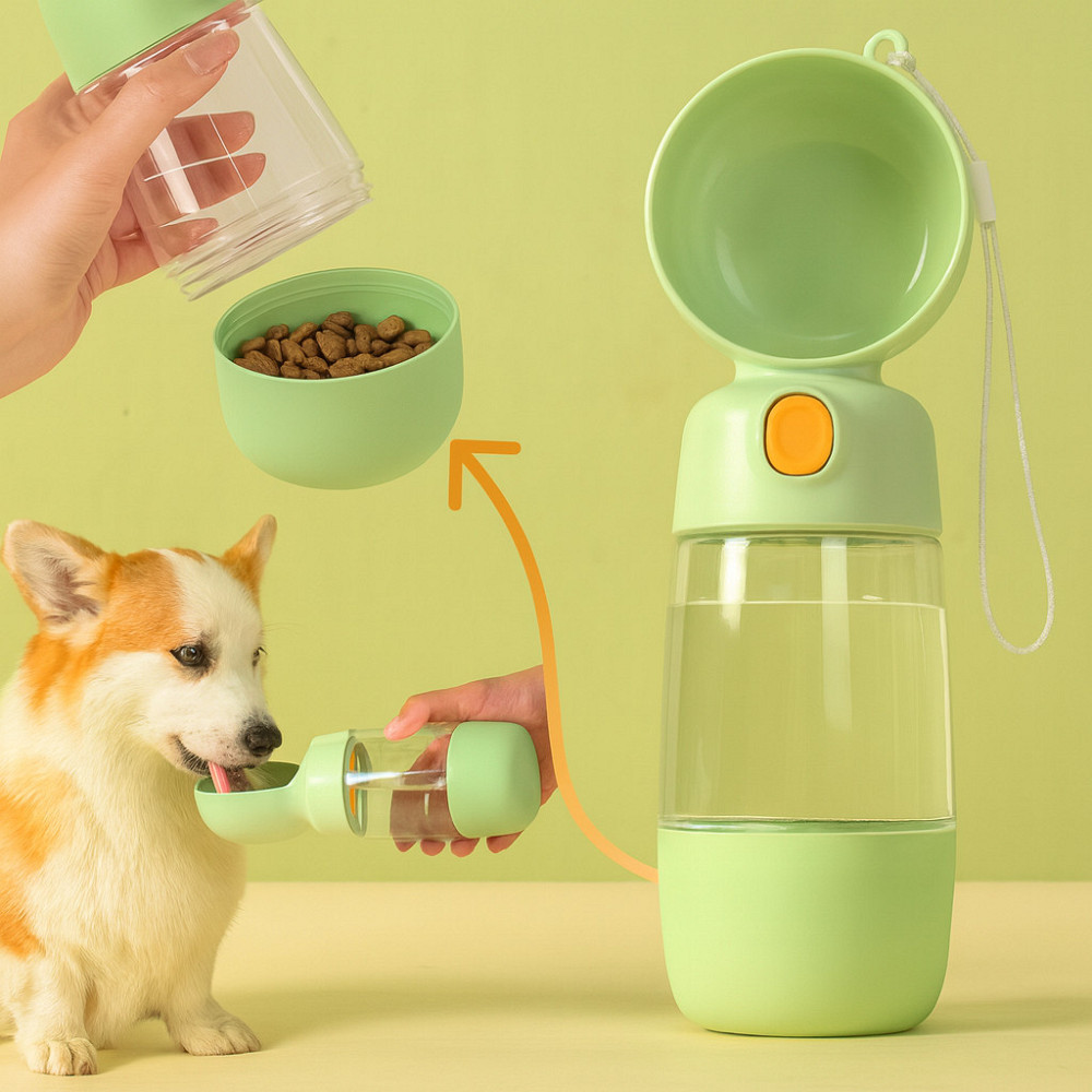 Поїлка-пляшка для собак 2-в-1 з контейнером для їжі,350мл,AND 123 SBR Київ - фото 1