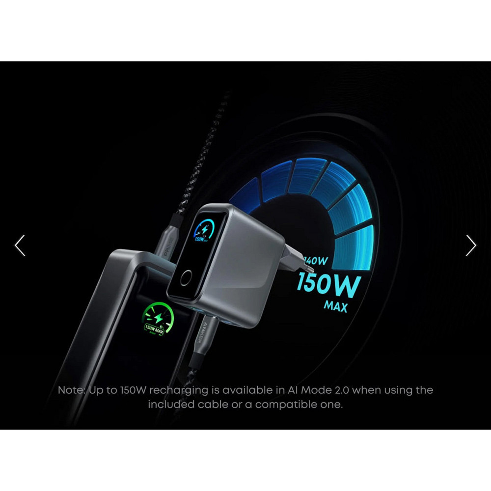 Мережевий зарядний пристрій Anker GaN Prime Charger 160 W, 3xUSB-C, Display Silver (A2687341) ( 25407 ) Харків - фото 4
