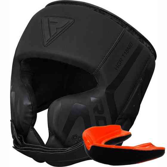 Боксерський шолом RDX T15 Noir Cheek Protector Matte Black XL (капа у комплекті) Каменское