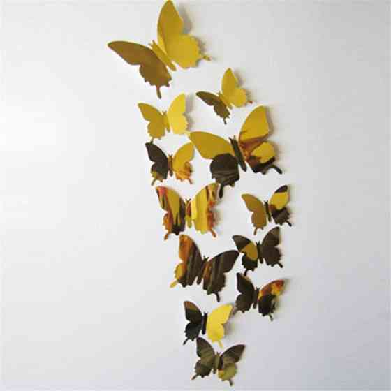 Золоті метелики дзеркальні для дому - 12шт. Київ