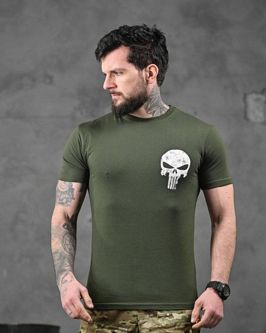 Хлопковая милитари футболка пустошь олива ДЛ6352 Одесса - изображение 1