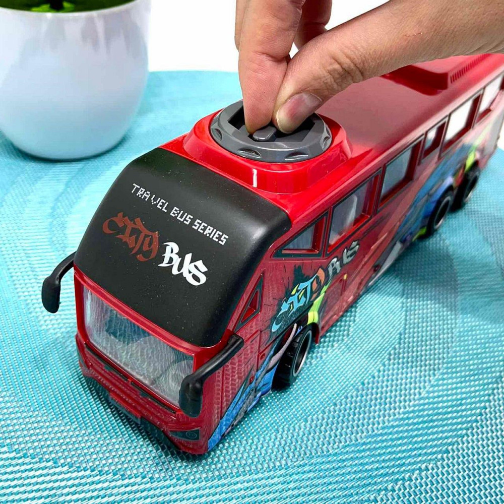 Автобус з інерцією підсвічуванням та звуком відкриваються двері 27см Червоний (JS162BC) Чернігів - фото 9