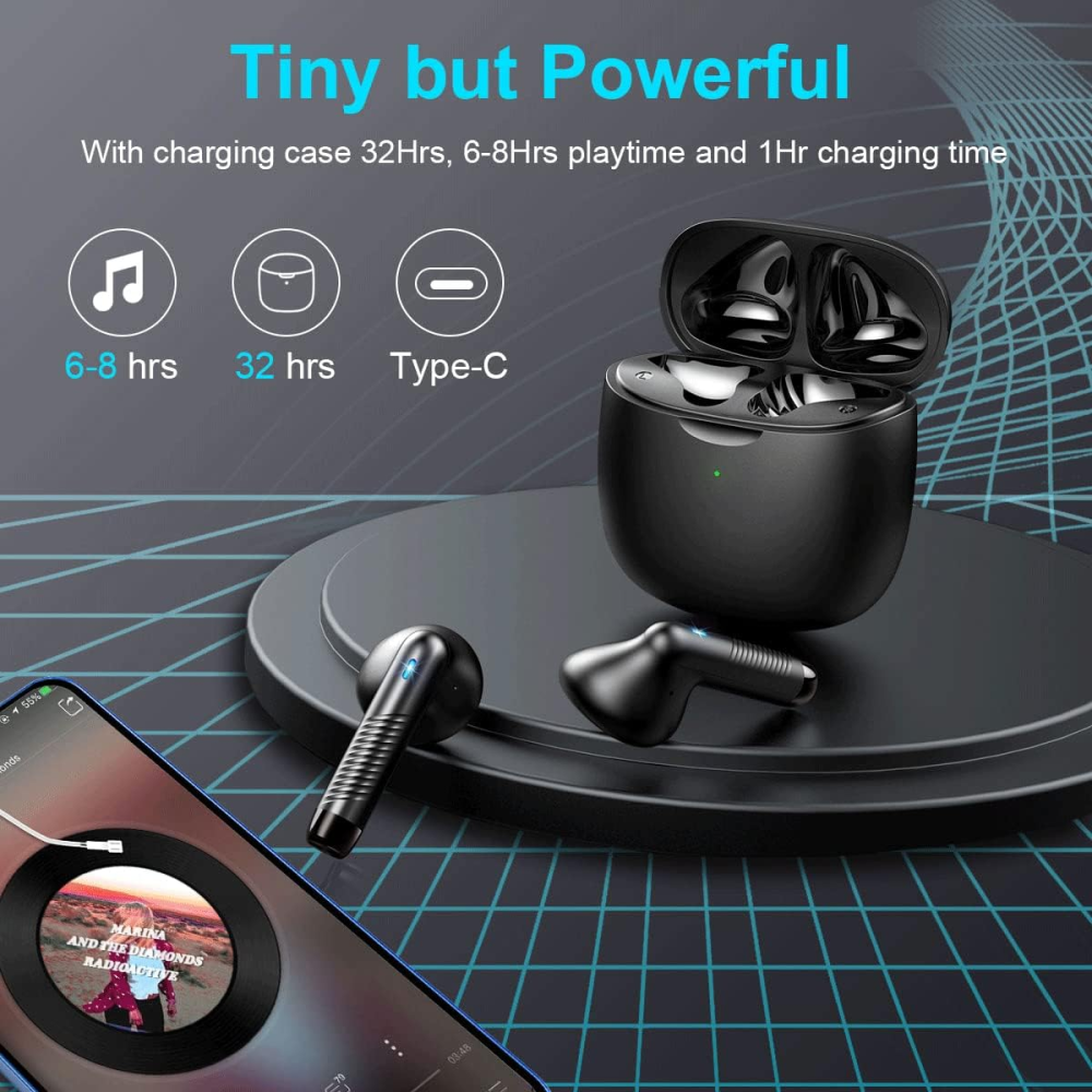 Беспроводные наушники Jxrev Bluetooth 5.4, Hi-Fi, 13 мм, ANC, IP7, до 32 часов, USB-C, сенсорное управление, Black Киев - изображение 8
