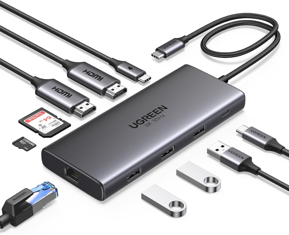 Usb Hub Док станция UGREEN Revodok Pro 210 USB-C 10-в-1, Dual HDMI 4K 60Hz, 8K, PD 100W, Ethernet Киев - изображение 9