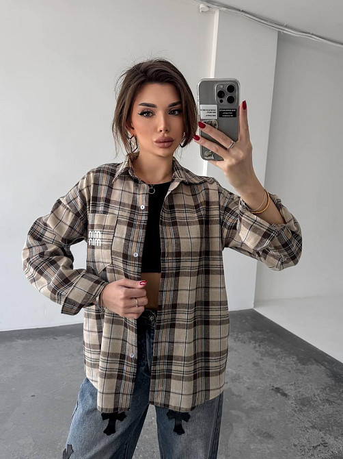 Женская рубашка в клетку (с накатом) 48-50, клетка 30 Одесса - изображение 1