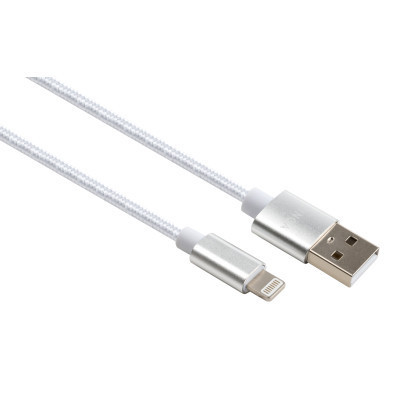 Дата кабель USB 2.0 AM to Lightning 1m nylon silver Vinga (VCPDCLNB1S) Винница - изображение 1