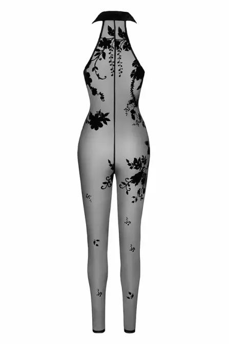 Бодістокінг Noir Handmade F315 Ego flocked mesh halter catsuit - L Львов - изображение 6